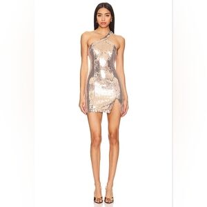 Superdown Cicely Mini Dress Rose Gold Large